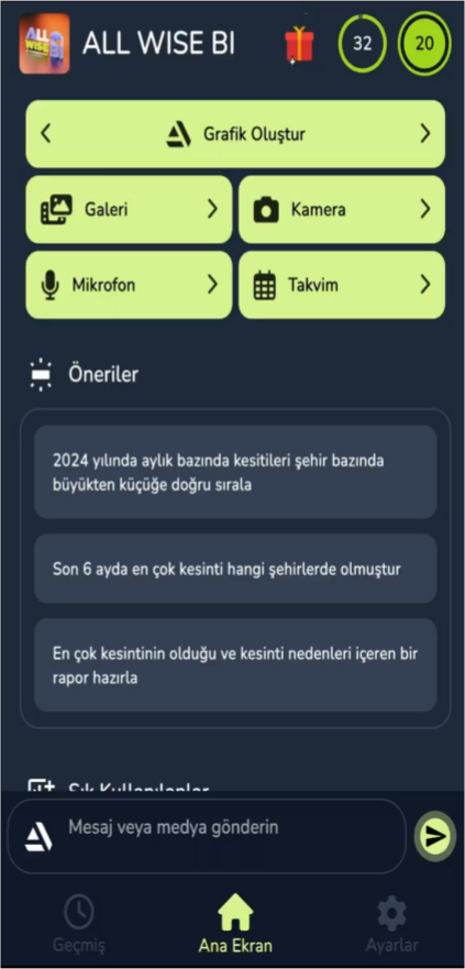 Grafik, Galeri ve Mikrofon gibi Gelişmiş Komutlar